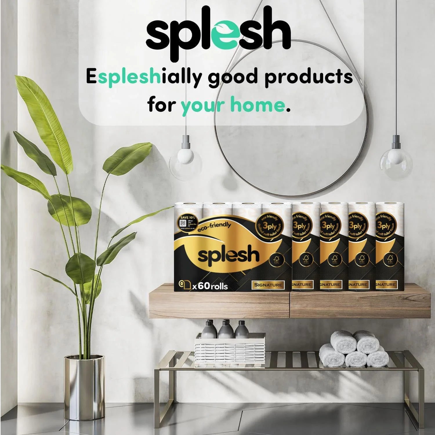 Splesh Toilet Roll Signature Scented 60 Rolls|Quilted 3-Ply Soft Toilet Paper