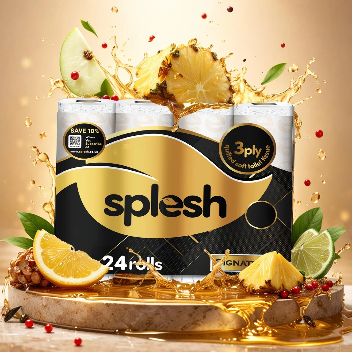 Splesh Toilet Roll Signature Scented 24 Rolls|Quilted 3-Ply Soft Toilet Paper