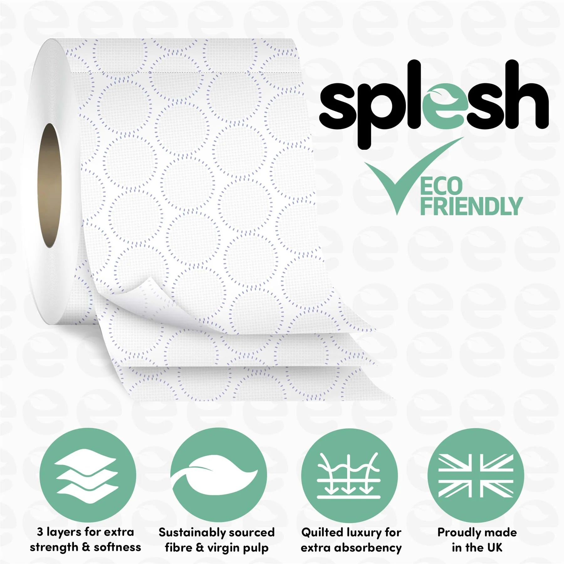 Splesh Quilted Toilet Roll Luxury Vanilla & Marshmallow 3-Ply Soft Toilet Paper, 12 Rolls