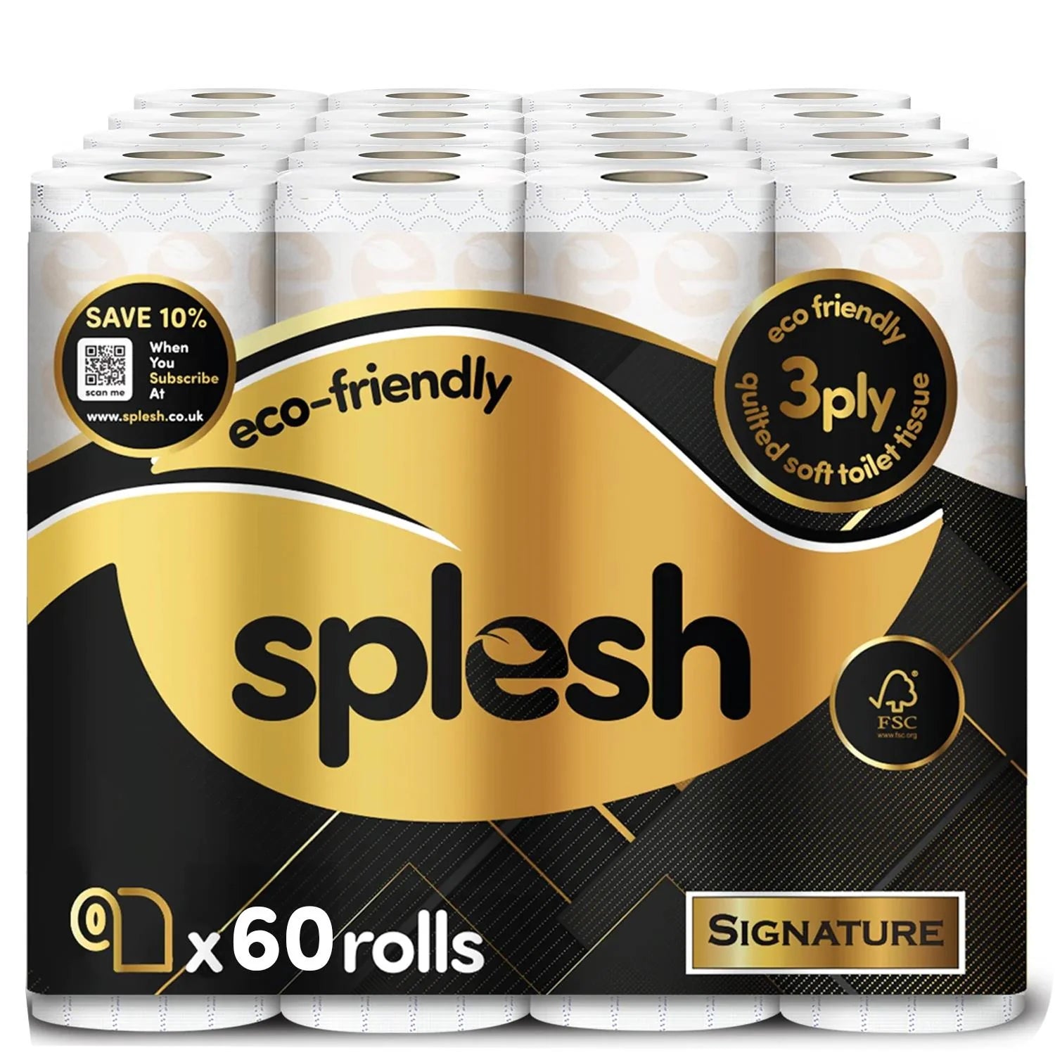 Splesh Toilet Roll Signature Scented 60 Rolls|Quilted 3-Ply Soft Toilet Paper