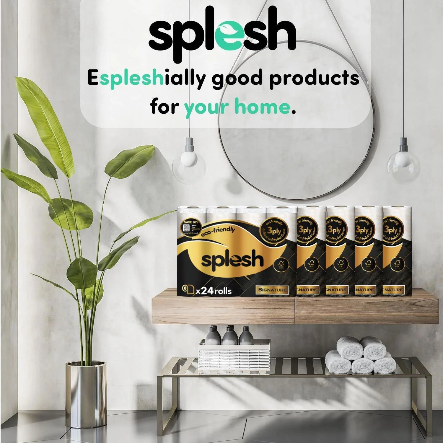 Splesh Toilet Roll Signature Scented 24 Rolls|Quilted 3-Ply Soft Toilet Paper