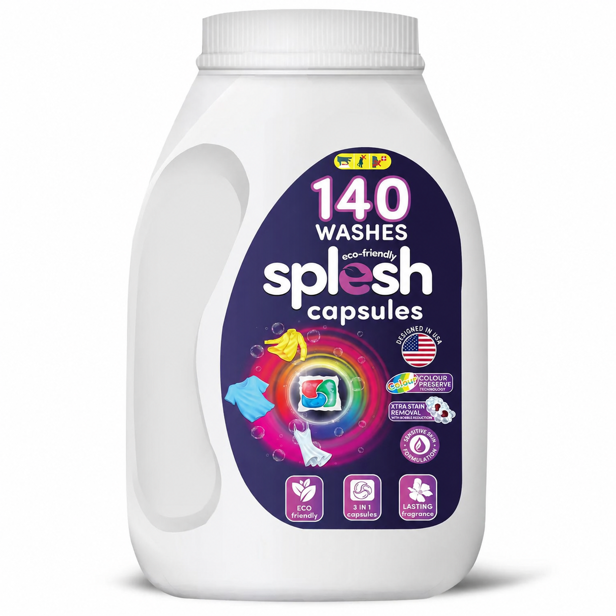 Splesh Xtra Stain Removal 3in1 Laundry Capsules, 5 Months Supply Bulk Buy 140 Washes